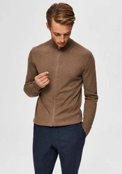 SELECTED HOMME Strickjacke Berg (1-tlg) Khaki/Grau/Braun