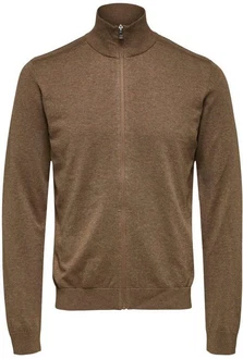 SELECTED HOMME Strickjacke Berg (1-tlg) Khaki/Grau/Braun