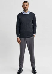 SELECTED HOMME Strickpullover SLHROME Dunkelgrau/Grau