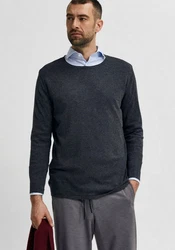 SELECTED HOMME Strickpullover SLHROME Dunkelgrau/Grau
