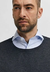 SELECTED HOMME Strickpullover SLHROME Dunkelgrau/Grau
