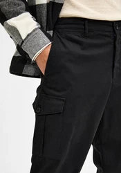 SELECTED HOMME Cargohose WICK CARGO PANT Schwarz/Dunkelblau/Grau