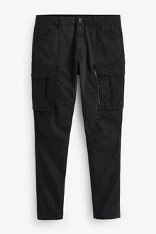 Next Cargohose Slim Fit Stretch-Cargohose mit Zierreißverschluss Schwarz/Khaki/Dunkelblau/Dunkelgrau