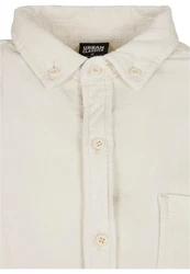 URBAN CLASSICS Langarmhemd Corduroy Shirt Khaki/Weiß/Beige