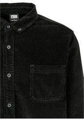 URBAN CLASSICS Langarmhemd Corduroy Shirt Schwarz/Dunkelgrün