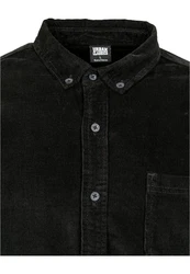 URBAN CLASSICS Langarmhemd Corduroy Shirt Schwarz/Dunkelgrün