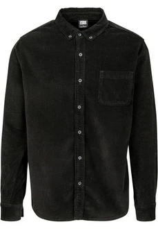URBAN CLASSICS Langarmhemd Corduroy Shirt Schwarz/Dunkelgrün