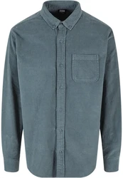 URBAN CLASSICS Langarmhemd Corduroy Shirt Blau/Hellblau/Grau/Türkis