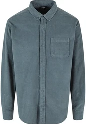 URBAN CLASSICS Langarmhemd Corduroy Shirt Blau/Hellblau/Grau/Türkis