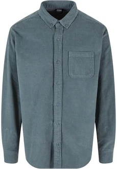 URBAN CLASSICS Langarmhemd Corduroy Shirt Blau/Hellblau/Grau/Türkis