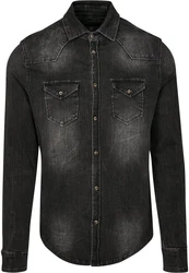 Brandit Hemd Riley Denim Grau/Schwarz/Dunkelgrau