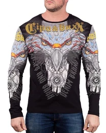 Longsleeve Herren Longsleeve BA-CL488 Schwarz M mit einem Adler Print