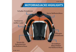 German Wear Motorradjacke GW409J Mischfarben/Orange/Braun