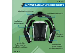 German Wear Motorradjacke GW409J Grün/Dunkelgrün