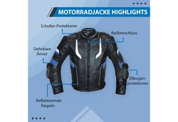 German Wear Motorradjacke Kombijacke GW417J Rot/Blau/Gelb/Grau