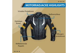 German Wear Motorradjacke Kombijacke GW417J Rot/Blau/Gelb/Grau