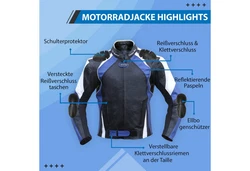 German Wear Motorradjacke GW415J Chopperjacke Hellblau/Dunkelblau
