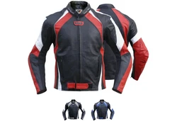 German Wear Motorradjacke GW415J Chopperjacke Rot/Hellblau/Dunkelrot/Blau/Dunkelblau