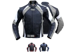 German Wear Motorradjacke GW415J Chopperjacke Dunkelblau/Hellblau/Grau