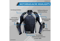 German Wear Motorradjacke GW415J Chopperjacke Dunkelblau/Hellblau/Grau