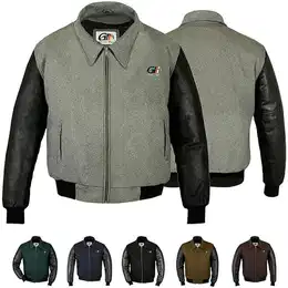Collegejacke CJ001 Collegejacke Wolljacke mit Lederrmeln