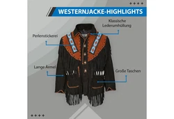 German Wear Trachtenjanker GW960J Westernjacke Reiter Jacke Western-Lederjacke 