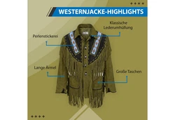 German Wear Trachtenjanker GW960J Westernjacke Reiter Jacke Western-Lederjacke 