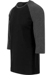URBAN CLASSICS T-Shirt Urban Classics Herren Contrast 3/4 Sleeve Raglan Tee Dunkelgrau/Grau/Schwarz