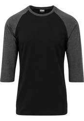 URBAN CLASSICS T-Shirt Urban Classics Herren Contrast 3/4 Sleeve Raglan Tee Dunkelgrau/Grau/Schwarz