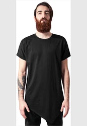 URBAN CLASSICS Langarmshirt Asymetric Long Tee Dunkelgrau/Schwarz/Grau