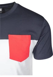 URBAN CLASSICS T-Shirt Urban Classics Herren 3-Tone Pocket Tee Weiß/Dunkelblau/Rot/Mischfarben