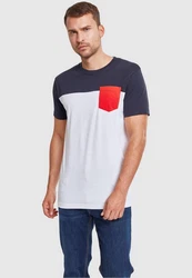 URBAN CLASSICS T-Shirt Urban Classics Herren 3-Tone Pocket Tee Weiß/Dunkelblau/Rot/Mischfarben