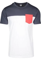 URBAN CLASSICS T-Shirt Urban Classics Herren 3-Tone Pocket Tee Weiß/Dunkelblau/Rot/Mischfarben