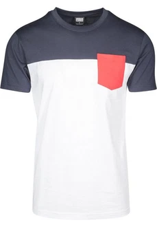 URBAN CLASSICS T-Shirt Urban Classics Herren 3-Tone Pocket Tee Weiß/Dunkelblau/Rot/Mischfarben