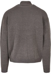 URBAN CLASSICS Rundhalspullover Oversized Roll Neck Sweater Dunkelgrau/Grau/Braun