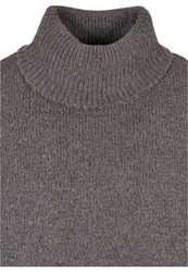 URBAN CLASSICS Rundhalspullover Oversized Roll Neck Sweater Dunkelgrau/Grau/Braun