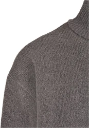 URBAN CLASSICS Rundhalspullover Oversized Roll Neck Sweater Dunkelgrau/Grau/Braun