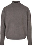 URBAN CLASSICS Rundhalspullover Oversized Roll Neck Sweater Dunkelgrau/Grau/Braun