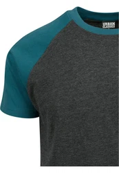 URBAN CLASSICS T-Shirt Raglan Contrast Tee (1-tlg) Türkis/Dunkelgrau/Grün/Grau