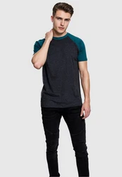 URBAN CLASSICS T-Shirt Raglan Contrast Tee (1-tlg) Türkis/Dunkelgrau/Grün/Grau