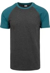 URBAN CLASSICS T-Shirt Raglan Contrast Tee (1-tlg) Türkis/Dunkelgrau/Grün/Grau