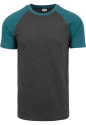 URBAN CLASSICS T-Shirt Raglan Contrast Tee (1-tlg) Türkis/Dunkelgrau/Grün/Grau