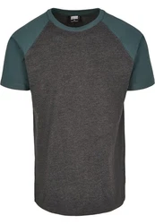 URBAN CLASSICS T-Shirt Raglan Contrast Tee (1-tlg) Grün/Dunkelgrau/Türkis/Dunkelgrün/Grau