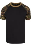 URBAN CLASSICS T-Shirt Raglan Contrast Tee (1-tlg) Dunkelgrün/Schwarz