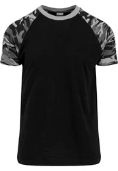 URBAN CLASSICS T-Shirt Raglan Contrast Tee (1-tlg) Schwarz/Dunkelgrün/Grau