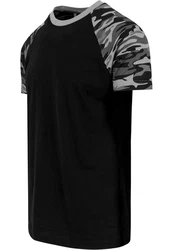 URBAN CLASSICS T-Shirt Raglan Contrast Tee (1-tlg) Schwarz/Dunkelgrün/Grau