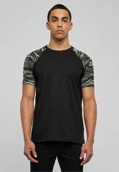 URBAN CLASSICS T-Shirt Raglan Contrast Tee (1-tlg) Schwarz/Dunkelgrün/Grau