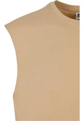 URBAN CLASSICS T-Shirt Open Edge Sleeveless Tee Beige/Khaki/Braun