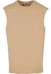 URBAN CLASSICS T-Shirt Open Edge Sleeveless Tee Beige/Khaki/Braun