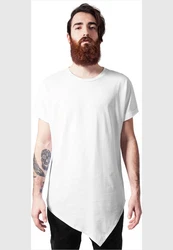 URBAN CLASSICS Langarmshirt Asymetric Long Tee Weiß/Creme